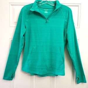 Athletic top, long sleeve, quarter zip, med. . Mint green. excellent condition.